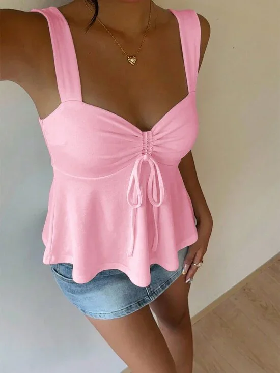 Pink Casual Women's Cotton Tank Top - Picture 4 of 6